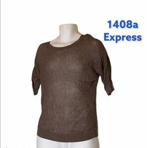 Express size Medium brown sweater open weave women AOQ-A‎